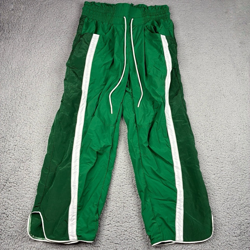 Free People FP Movement Champ Is Here Track Pants Medium Green Nylon Wide Leg